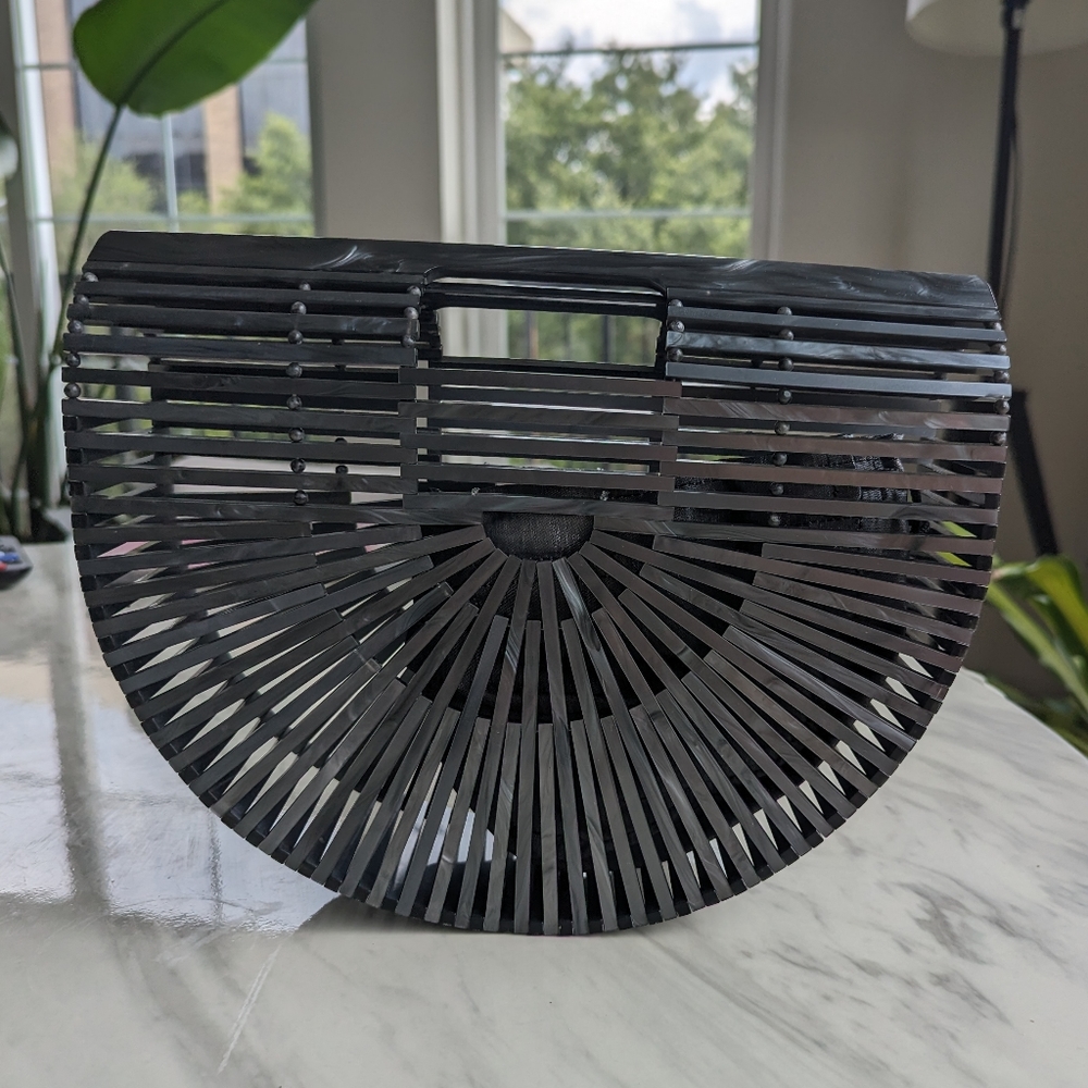 Cult Gaia Acrylic Ark Small Graphite Bag